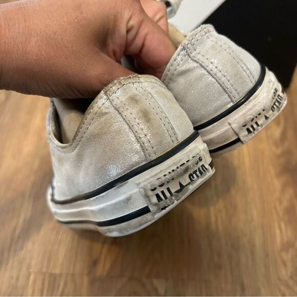 Converse all Star Chuck Taylor low top silver glitter lace up shoes sneakers 7 - Picture 4 of 8